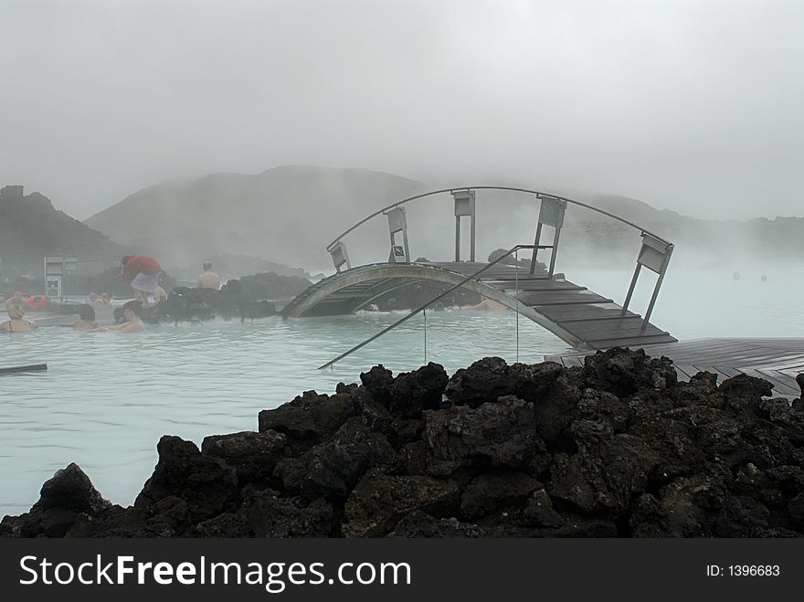 The Blue Lagoon, a geothermal bath resort in Iceland.