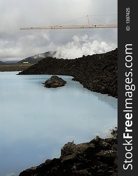 Constructing the Blue Lagoon, a geothermal bath resort in Iceland. Constructing the Blue Lagoon, a geothermal bath resort in Iceland.