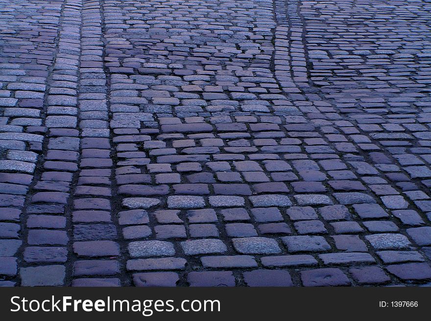 Old pavement close-up, cobbled-road