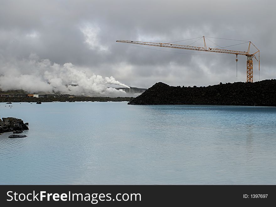 Constructing the Blue Lagoon, a geothermal bath resort in Iceland. Constructing the Blue Lagoon, a geothermal bath resort in Iceland.