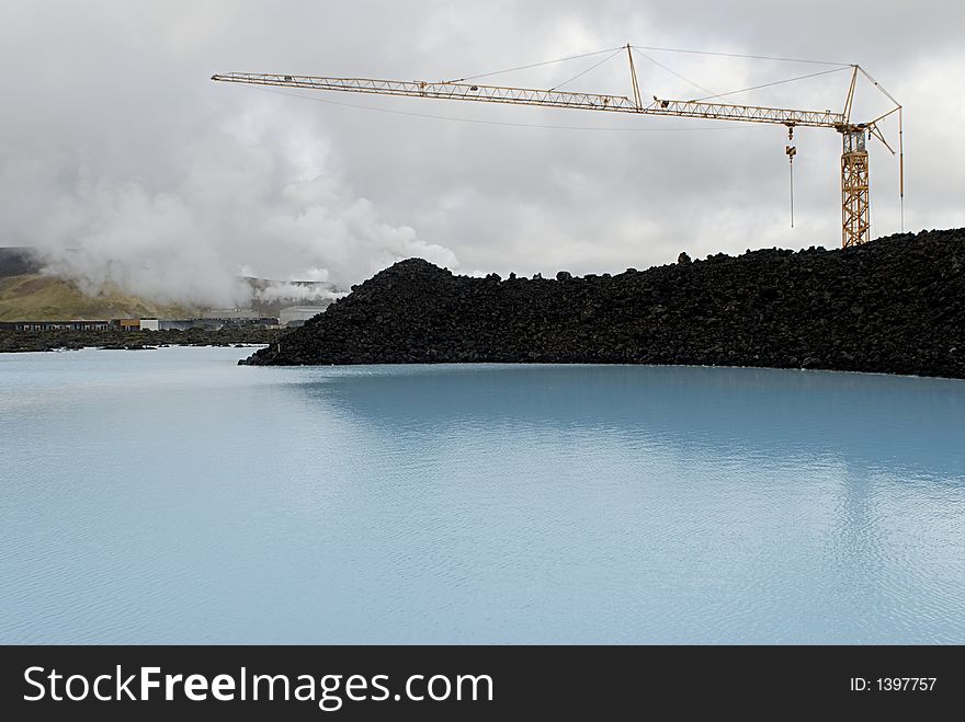 Constructing the Blue Lagoon, a geothermal bath resort in Iceland. Constructing the Blue Lagoon, a geothermal bath resort in Iceland.