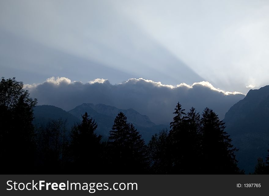 Mountains in Slovenia near the lake Bohini.