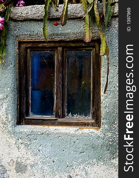 The old window of the old house. The old window of the old house