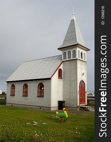 Village church in Grindavik, Iceland. Village church in Grindavik, Iceland.