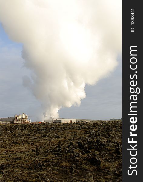 Heating plant in lava field in Iceland. Heating plant in lava field in Iceland.