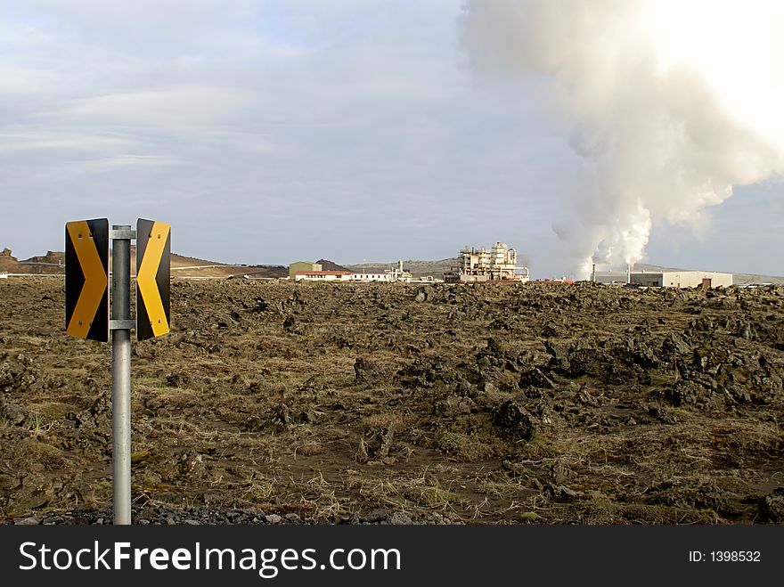 Heating plant in lava field in Iceland. Heating plant in lava field in Iceland.