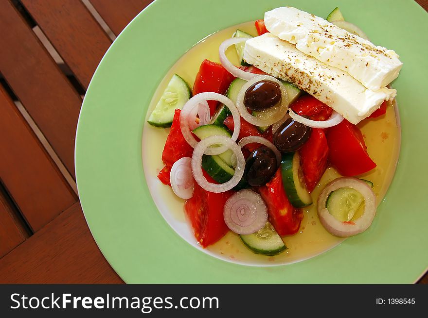 Delicious serving of fresh greek salad