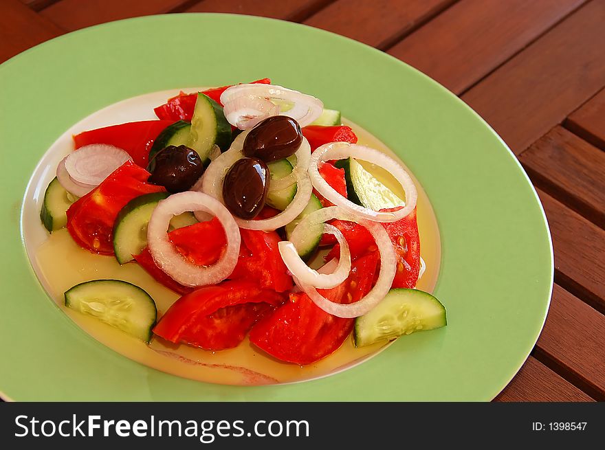 Delicious serving of fresh greek salad
