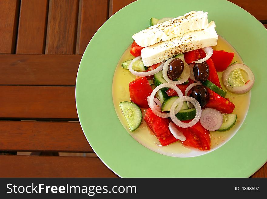 Delicious serving of fresh greek salad