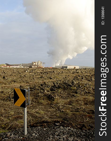 Heating plant in lava field in Iceland. Heating plant in lava field in Iceland.