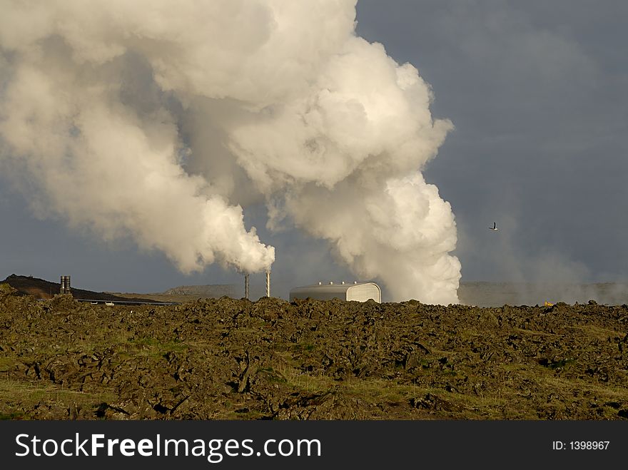 Heating plant in lava field in Iceland. Heating plant in lava field in Iceland.