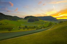 Colorful Sunset On The Field Stock Images