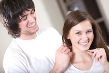 Boy And Nice Girl With Chain Stock Photos