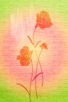 Poppies On The Canvas. Royalty Free Stock Photo