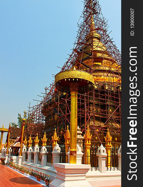 Significant repairing of the great pagoda in Lampang, Thailand. Significant repairing of the great pagoda in Lampang, Thailand