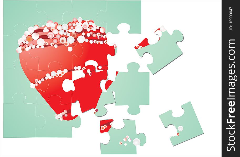 Heart constituted of a puzzle