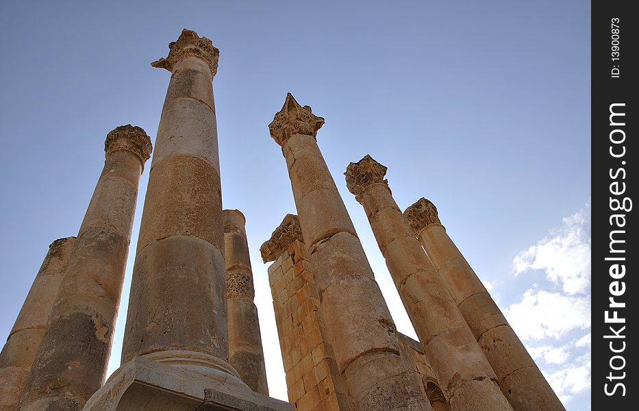 Corinthian columns detail, Jerash, Jordan.