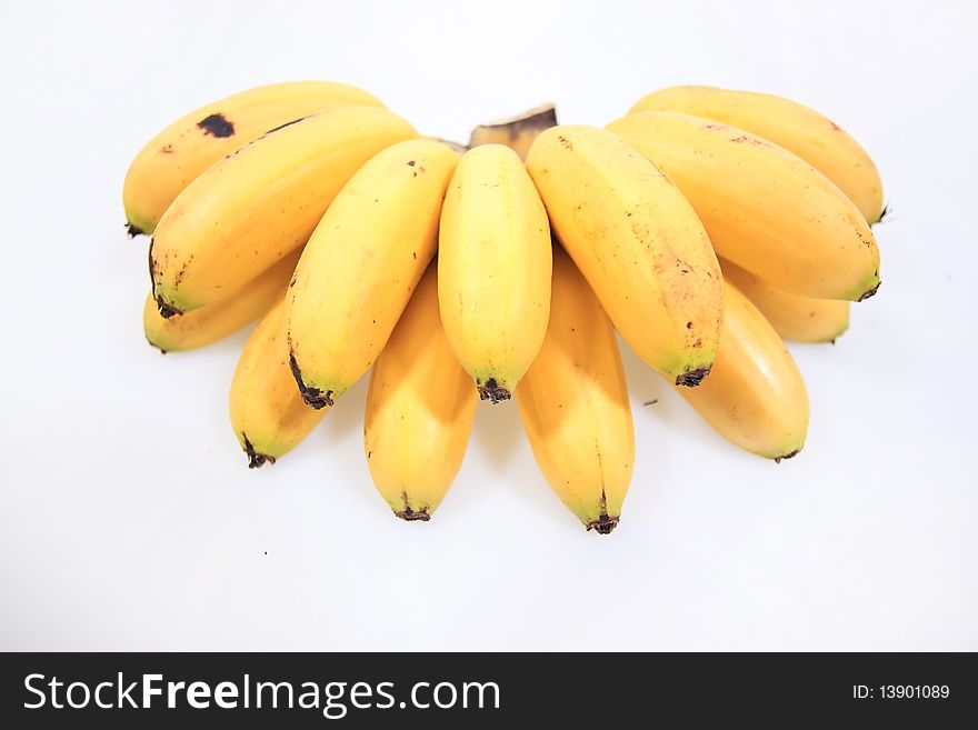 Bunch of tropical bananas on white background