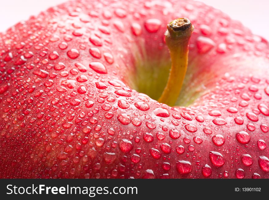 Water Drops On Ripe Red Apple