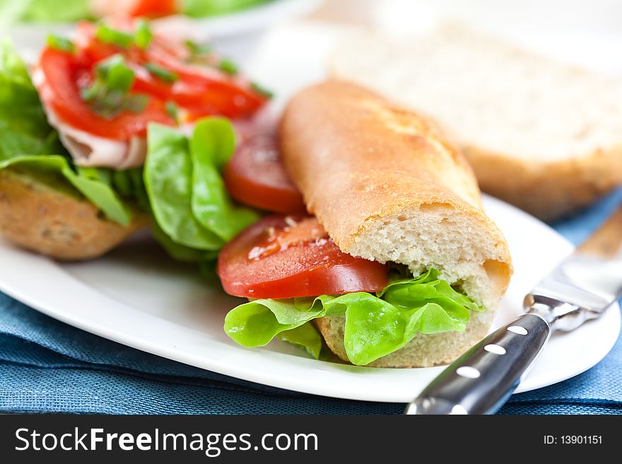 Close up of sandwiches with vegetables. Close up of sandwiches with vegetables