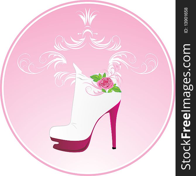 Elegant female shoes. Sticker. Illustration