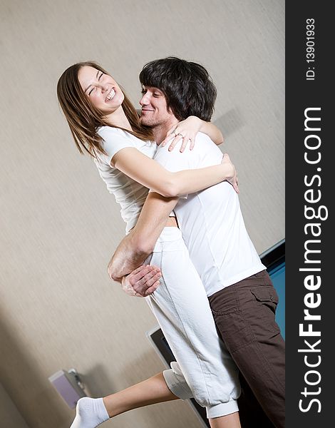 Boy with smile and nice girl in white t-shirt. Boy with smile and nice girl in white t-shirt