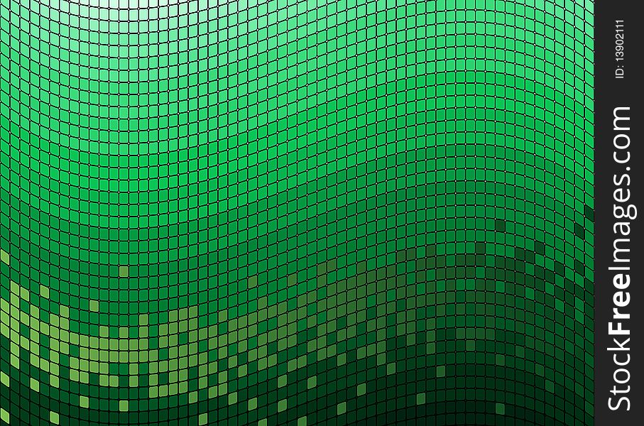 Abstract mosaic green background with wave cell