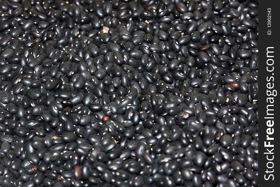 Heap Of Black Haricots Close-up As Backgroun
