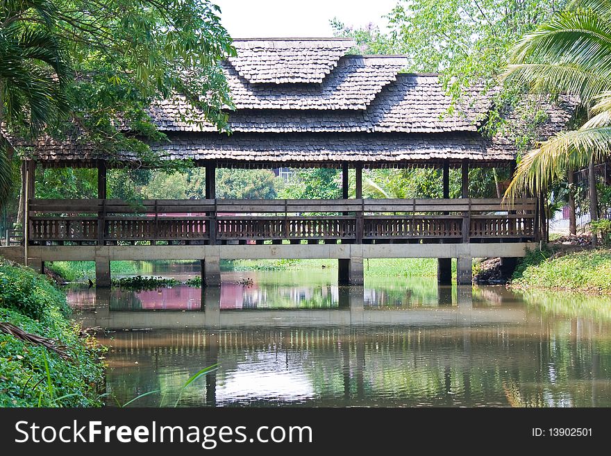 Bridge and canal are building in landscape