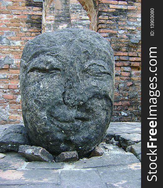 Ruin Buddha S Head In Ancient City, Thaiand