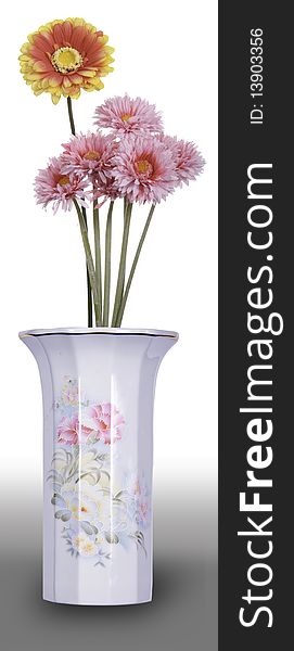 This image depicts a simple vase with a sprig of flowers. This image depicts a simple vase with a sprig of flowers