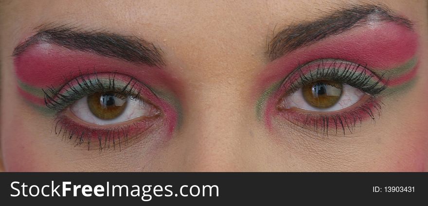 Closeup of female eyes with beautiful make-up