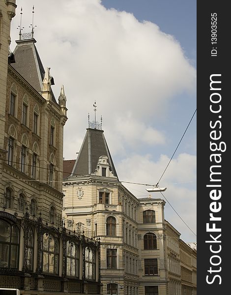 The architectural details of apartment buildings in Vienna Austria. The architectural details of apartment buildings in Vienna Austria