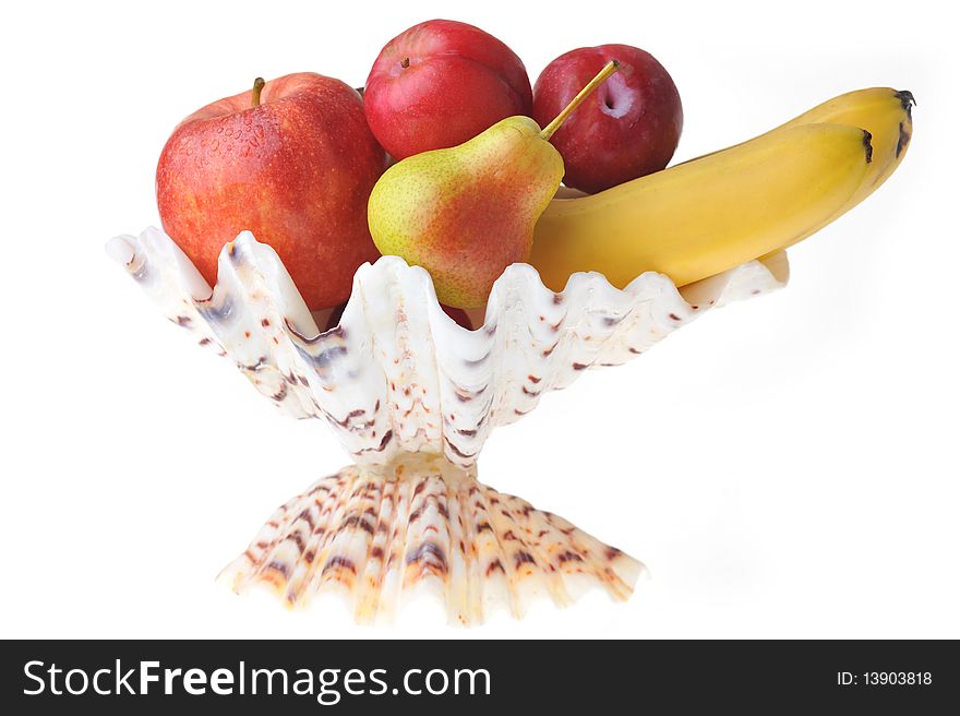 Ripe tasty fruit in nice vase