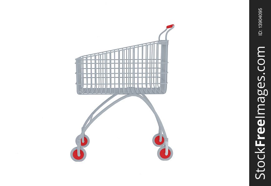 Shopping cart isolated on the white background, 3d illustration