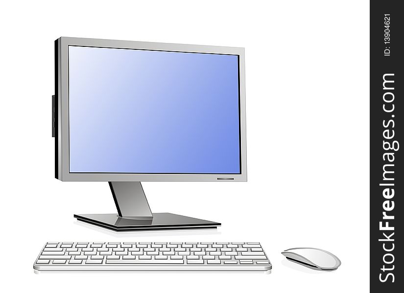 Monitor with keyboard and mouse