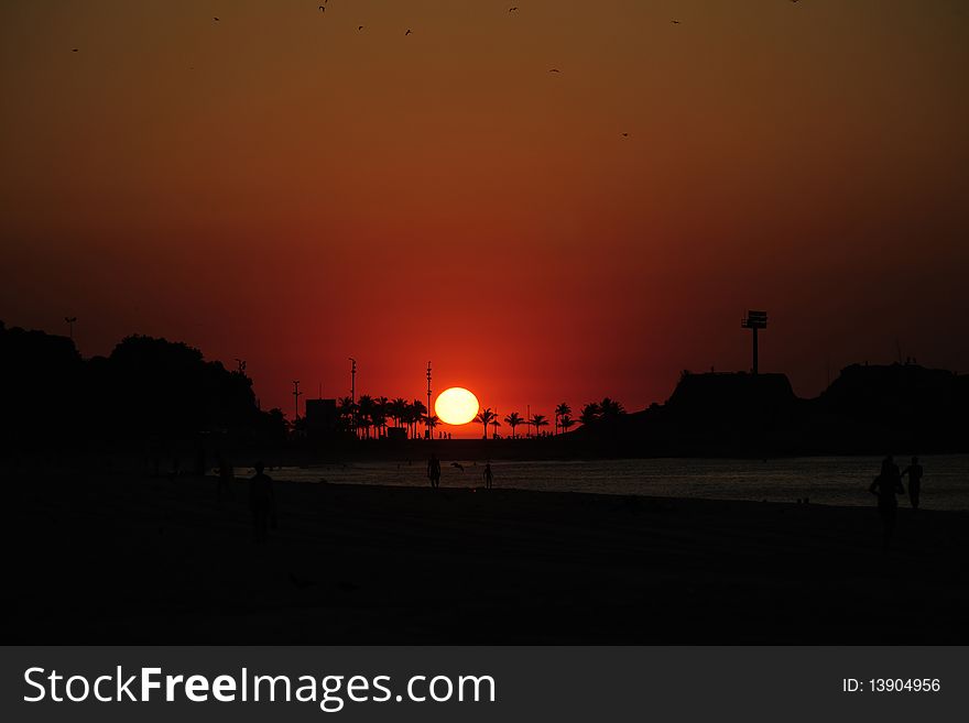 Sunrise in Rio de Janeiro, Ipanema beach and Arpoador. Sunrise in Rio de Janeiro, Ipanema beach and Arpoador