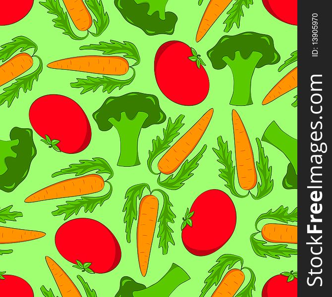 Seamless vegetables background. Tomato, broccoli and carrot. Seamless vegetables background. Tomato, broccoli and carrot.