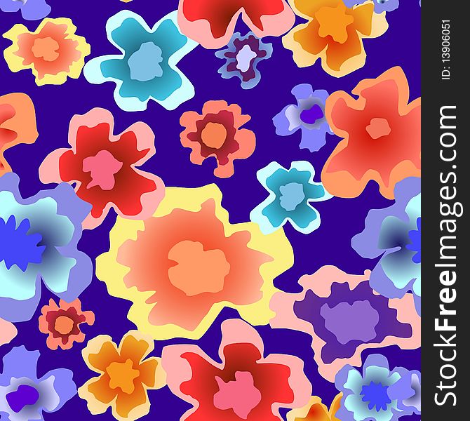 Seamless pattern with flowers of any colors
