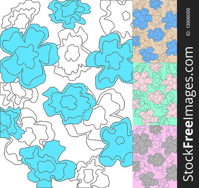 Pattern of flowers. Four version of any colors exist. Pattern of flowers. Four version of any colors exist.