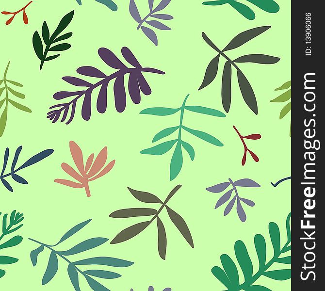 Seamless background with leaves of any colors