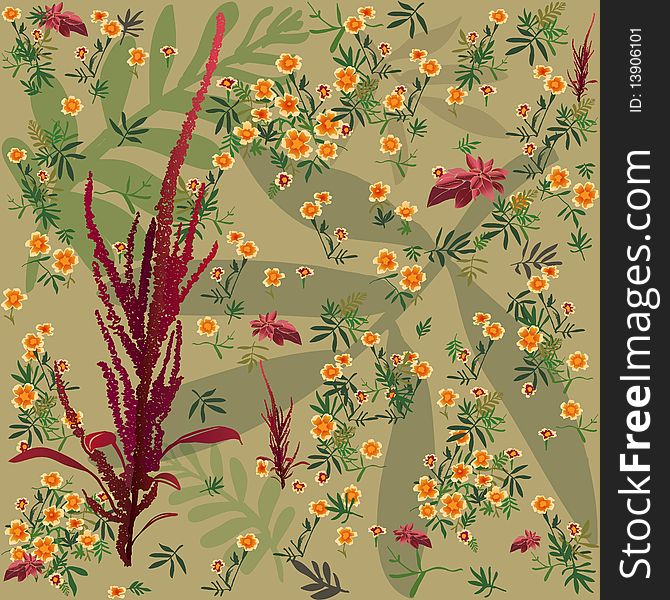 Floral pattern with miscellanious plants