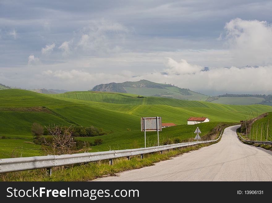 Fields on the road