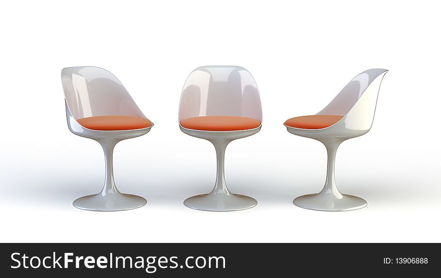 Chairs on the white background