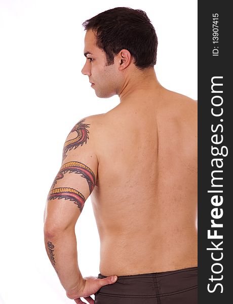 Man with fit back showing his strong back. Man with fit back showing his strong back