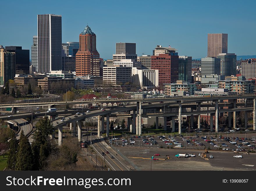 City Skylines, Portland, Oregon, Downtown Buildings and Bridges