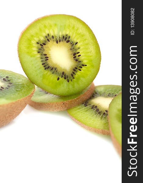 Sliced kiwis on a white background. Sliced kiwis on a white background