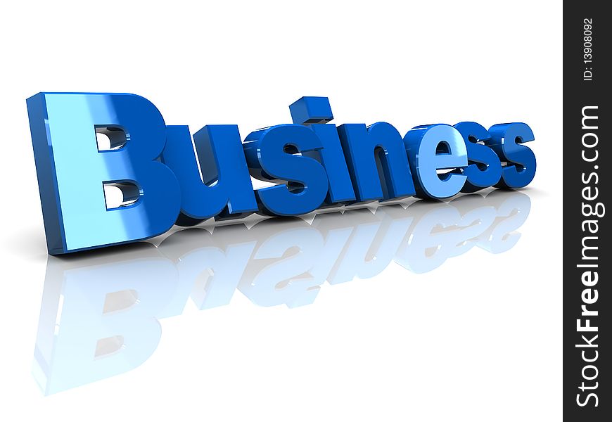 3d illustration of business sign over white background