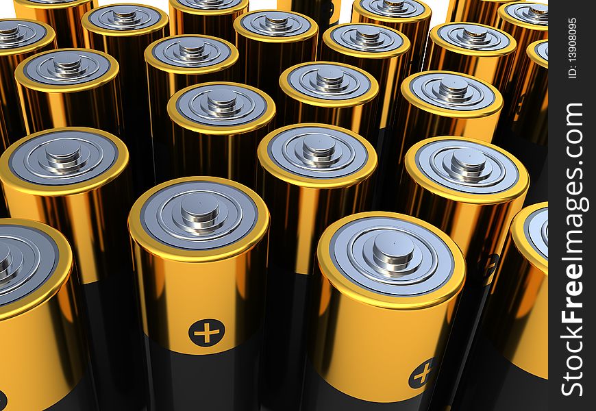 Abstract 3d illustration of battery group background. Abstract 3d illustration of battery group background