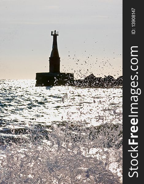 Lighthouse on the sea quay